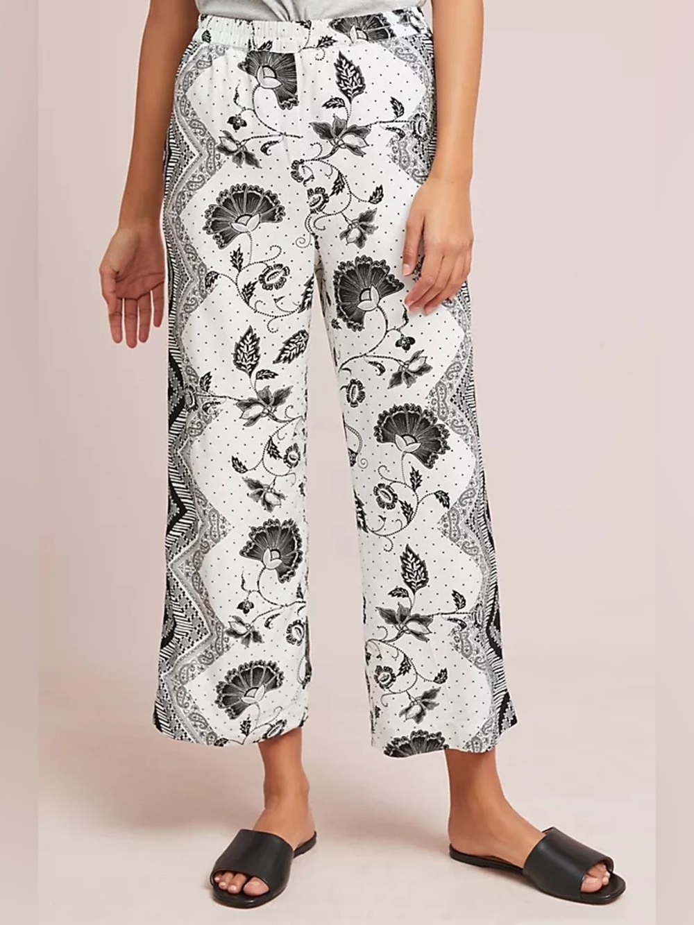 Ett:twa by Anthropologie Glencairn Cropped Wide Leg Pant Trousers Sz XL Floral